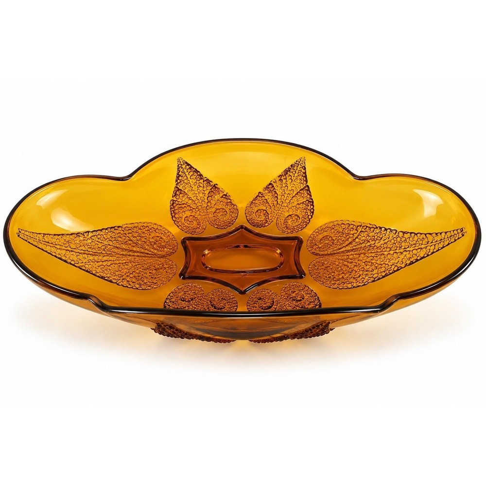 Anchor Hocking Renaissance Gold Amber Glass 10" Relish Dish MCM USA Vintage